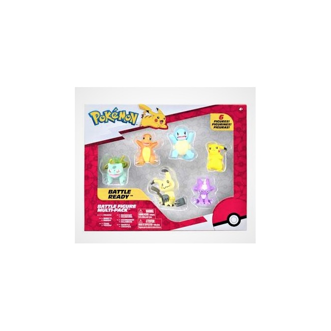 Pokémon pack 6 figurines Battle Pikachu, Carapuce, Salamèche, Bulbizarre, Palarticho, Toxizap