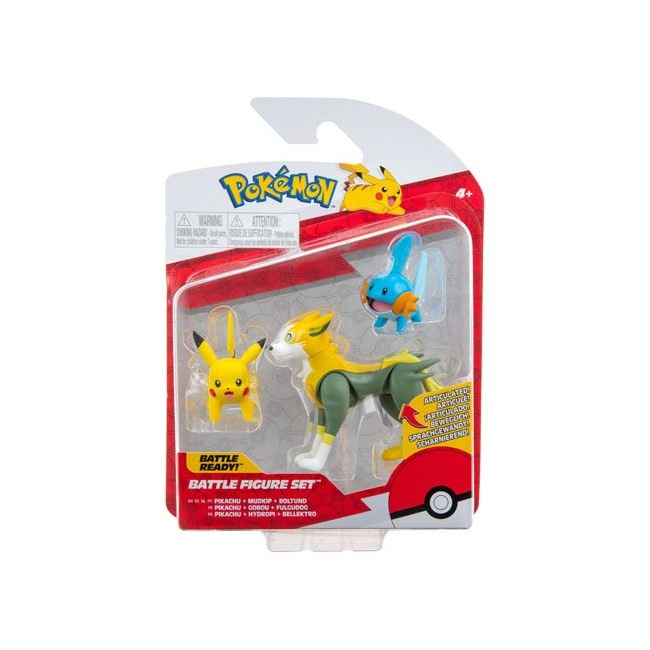 Pokémon pack 3 figurines Battle Gobou, Pikachu , Fulgudog